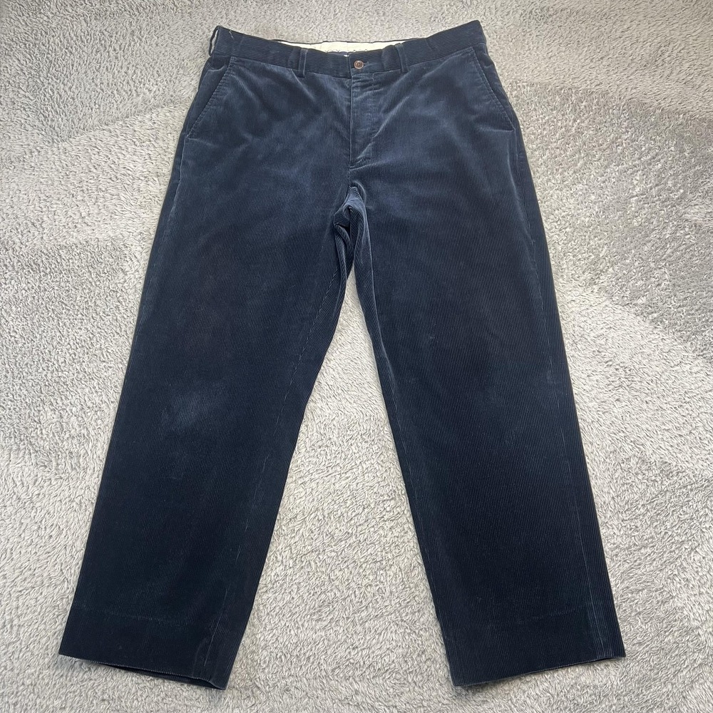 Vintage Polo By Ralph Lauren‎ Pants Mens 35x28 Blue Corduroy Pants Flat Front
